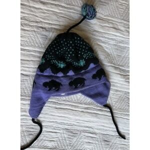 Vintage Wapiti Woolies Handmade Wool Bison/Buffalo Earflap Hat Greenwater WA